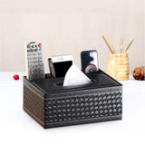 Maxbell Tissue Box Desktop Remote Control Smartphone Holder Organizer Black