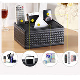 Maxbell Tissue Box Desktop Remote Control Smartphone Holder Organizer Black