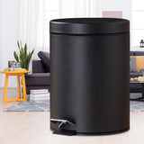 Maxbell  5L Round Metal Step Trash Can Bathroom Silent Wastebasket Garbage Bin Black