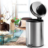 Maxbell  Stainless Steel Round Step Trash Can Bathroom Wastebasket Garbage Bin 7L