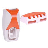 Auto Automatic Toothpaste Dispenser Toothbrush Holder Set Orange