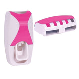 Auto Automatic Toothpaste Dispenser Toothbrush Holder Set Pink