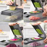 Maxbell Portable Vegetable Chopper Carrot Veggie Ginger Dicer with Hand Guard Gray