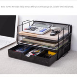Maxbell Carbon Steel 3-layer Office Files Organizer Rack Tabletop Storage Drawer Box