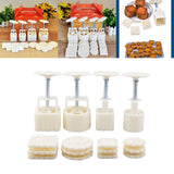Maxbell Moon Cake Mooncake Mould DIY Baking Hand Pressure Pastry Mold 4pcs/set