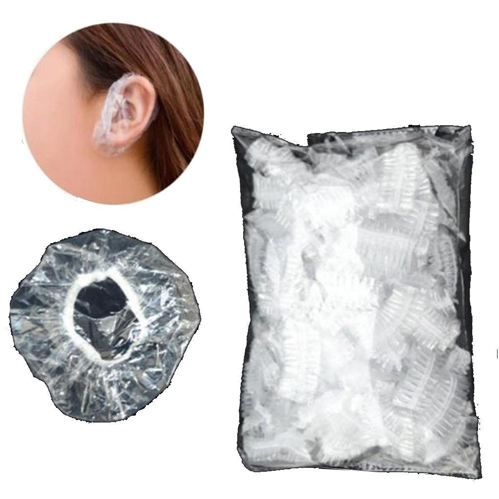 100PCS Ear Protector Caps Disposable Elastic Clear Shower Water Ear Covers