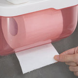 2-in-1 Bathroom Tissue Box Paper Phone Tablet Holder Punch-free Pink L