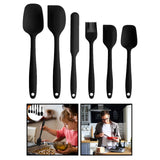 Maxbell Silicone Spatulas Set Cake Mixing Scraper Baking Nonstick Utensil Black 6pcs