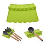 Maxbell Silicone Utensil Spoon Rest Heat Resistant Spatula Rack Stand Holder Green