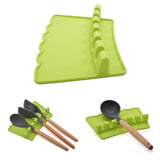 Maxbell Silicone Utensil Spoon Rest Heat Resistant Spatula Rack Stand Holder Green