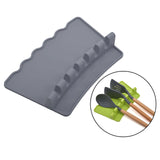 Maxbell Silicone Utensil Spoon Rest Heat Resistant Spatula Rack Stand Holder Gray