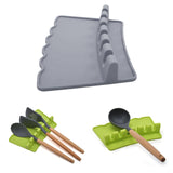 Maxbell Silicone Utensil Spoon Rest Heat Resistant Spatula Rack Stand Holder Gray