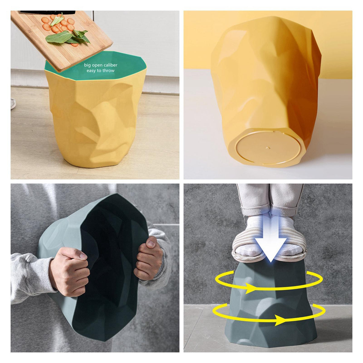 Maxbell  Nordic Style PP Trash Can Wastepaper Recycling Wastebasket Yellow Small