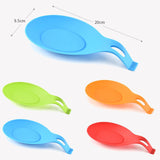 Maxbell  Heat Resistant Silicone Spoon Rest Kitchen Utensil Spatula Holder Tool Aid Blue