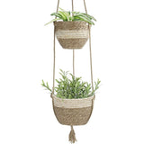 Plant Hangers Storage Organizer Living Room Wall Decoration beige 2 layer