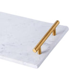 Maxbell Nordic Style Gold-Plated Handle Marble Storage Tray Bathtub Tray Sushi Plate White