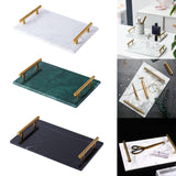 Maxbell Nordic Style Gold-Plated Handle Marble Storage Tray Bathtub Tray Sushi Plate White