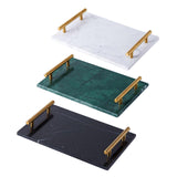 Maxbell Nordic Style Gold-Plated Handle Marble Storage Tray Bathtub Tray Sushi Plate White