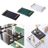 Maxbell Nordic Style Gold-Plated Handle Marble Storage Tray Bathtub Tray Sushi Plate White