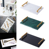 Maxbell Nordic Style Gold-Plated Handle Marble Storage Tray Bathtub Tray Sushi Plate White