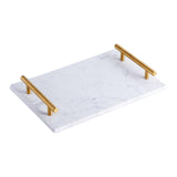 Maxbell Nordic Style Gold-Plated Handle Marble Storage Tray Bathtub Tray Sushi Plate White