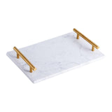 Maxbell Nordic Style Gold-Plated Handle Marble Storage Tray Bathtub Tray Sushi Plate White