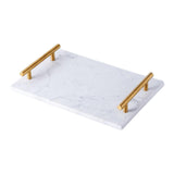 Maxbell Nordic Style Gold-Plated Handle Marble Storage Tray Bathtub Tray Sushi Plate White