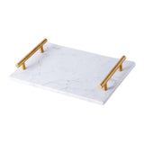 Maxbell Nordic Style Gold-Plated Handle Marble Storage Tray Bathtub Tray Sushi Plate White