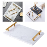 Maxbell Nordic Style Gold-Plated Handle Marble Storage Tray Bathtub Tray Sushi Plate White