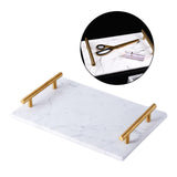 Maxbell Nordic Style Gold-Plated Handle Marble Storage Tray Bathtub Tray Sushi Plate White