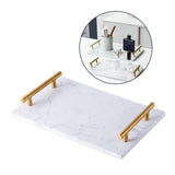 Maxbell Nordic Style Gold-Plated Handle Marble Storage Tray Bathtub Tray Sushi Plate White