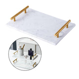 Maxbell Nordic Style Gold-Plated Handle Marble Storage Tray Bathtub Tray Sushi Plate White