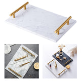 Maxbell Nordic Style Gold-Plated Handle Marble Storage Tray Bathtub Tray Sushi Plate White