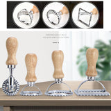Maxbell Steel Ravioli Stamp Maker Cutter Pasta Maker Mold & Wooden Handle Roll