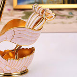 Elegant Swan Spoon Holder Set Spoons Tableware Dining Cake Dessert Decor golden