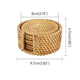 Maxbell  Hand Woven Rattan Placemat Braided Rattan Coaster Placemat with Holder 8cm