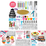 Maxbell  333pcs Cake Decorating Kit Icing Piping Cream Pastry Bag With Steel Nozzles