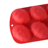 Maxbell  6 Hole Dinosaur Egg Silicone Mold for Cake Chocolate Kitchen Tool Red