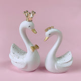 Resin Swan Statue Figurines Sculpture Cake Dashboard Decor Large White