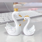 Resin Swan Statue Figurines Sculpture Cake Dashboard Decor Mini White