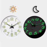 Modern Night Light Wall Clock Quartz Wall Clocks for Bedroom Red