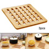 Maxbell  3pcs Natural Bamboo Trivet Mat Pads for Hot Pot Dishes Heat Resistant Square