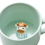 Maxbell Ceramic Cup Cute Animals Inside Mug Coffee Tea Milk 3D Cartoon Mugs Calf