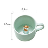 Maxbell Ceramic Cup Cute Animals Inside Mug Coffee Tea Milk 3D Cartoon Mugs Calf