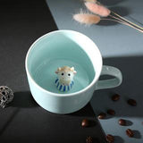 Maxbell Ceramic Cup Cute Animals Inside Mug Coffee Tea Milk 3D Cartoon Mugs Calf