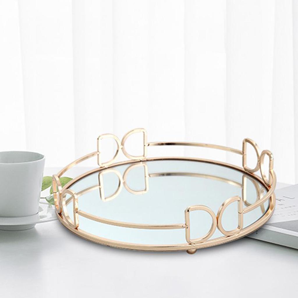 Mirror Plate Cosmetics Storage Tray Wedding Perfume Storage Tray 250mm