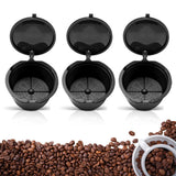 3Pcs Reusable Coffee Capsule Filters with Spoon and Cleaning Brush Black