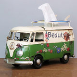 Vintage Bus Shape Tissue Holder Cover Case Creative Decor Room Restaurant green