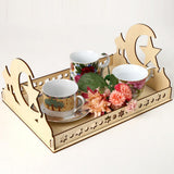 Islam Eid Wooden Food Service Tray for Biscuit Dessert Cake Pastry Style A