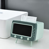 TV tissue box + mobile phone stand desktop tissue napkin holder case Green